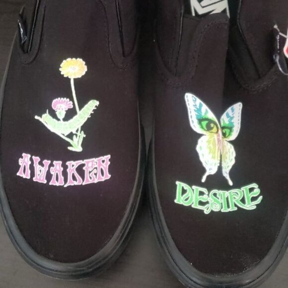 New Vans Class Slip On‎ Morph Butterfly Black Platform Sneakers Glow in the Dark - Picture 4 of 11